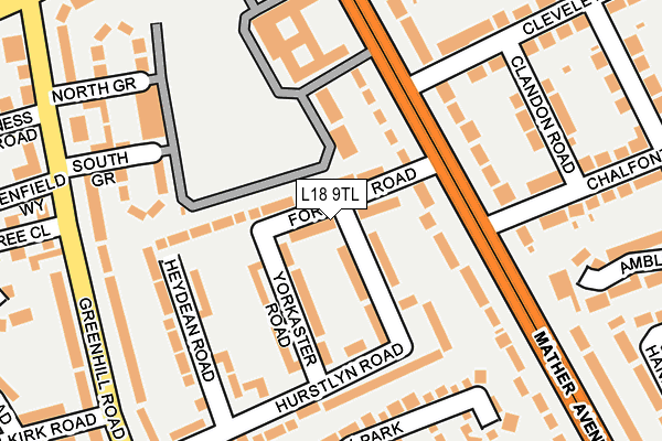 L18 9TL map - OS OpenMap – Local (Ordnance Survey)