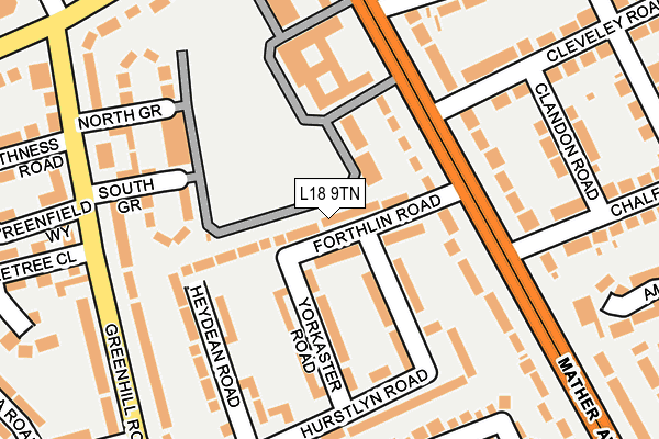L18 9TN map - OS OpenMap – Local (Ordnance Survey)