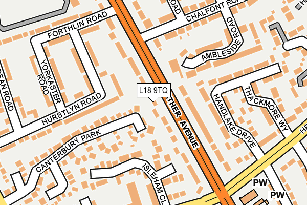 L18 9TQ map - OS OpenMap – Local (Ordnance Survey)