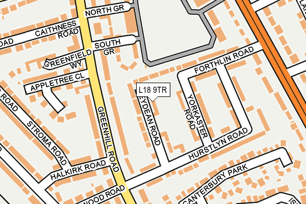 L18 9TR map - OS OpenMap – Local (Ordnance Survey)
