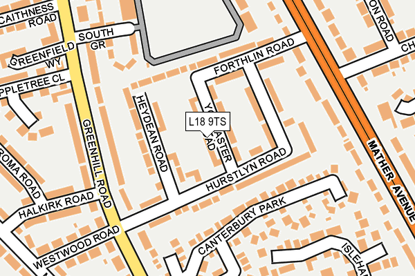 L18 9TS map - OS OpenMap – Local (Ordnance Survey)