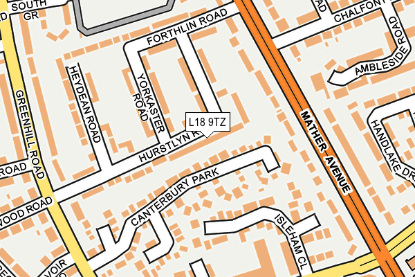 L18 9TZ map - OS OpenMap – Local (Ordnance Survey)