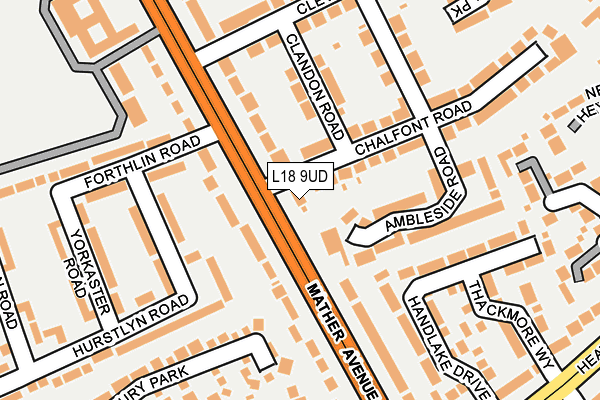 L18 9UD map - OS OpenMap – Local (Ordnance Survey)