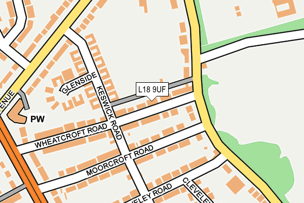 L18 9UF map - OS OpenMap – Local (Ordnance Survey)