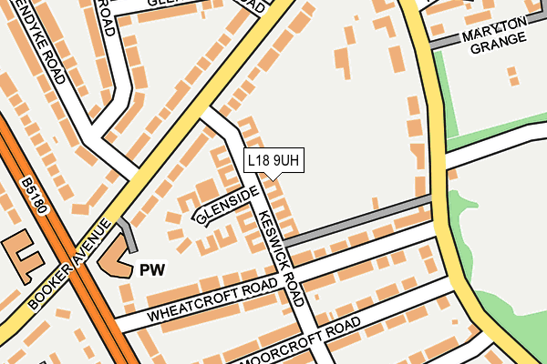 L18 9UH map - OS OpenMap – Local (Ordnance Survey)