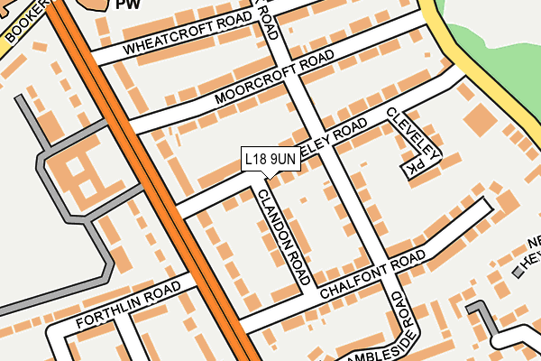 L18 9UN map - OS OpenMap – Local (Ordnance Survey)