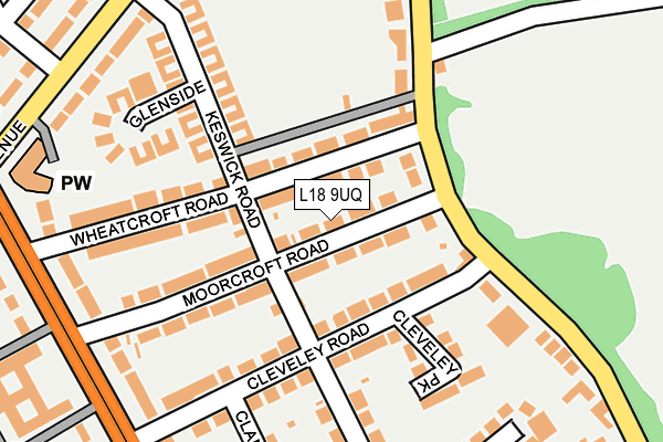 L18 9UQ map - OS OpenMap – Local (Ordnance Survey)