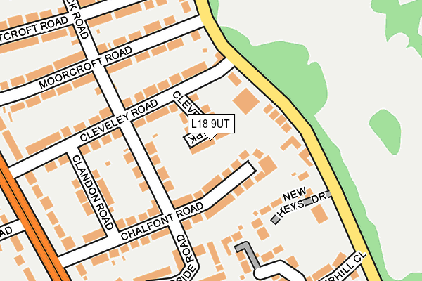 L18 9UT map - OS OpenMap – Local (Ordnance Survey)