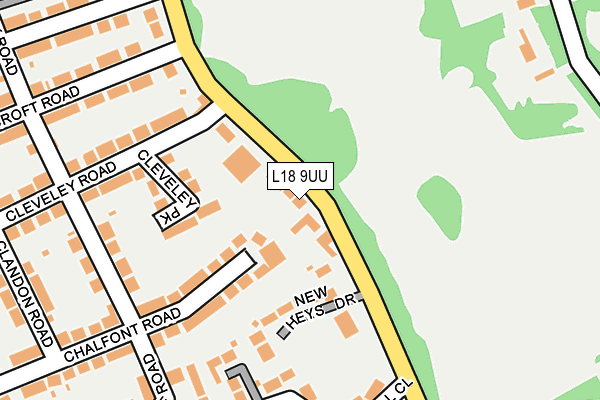 L18 9UU map - OS OpenMap – Local (Ordnance Survey)