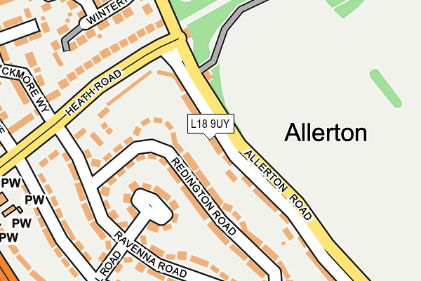 L18 9UY map - OS OpenMap – Local (Ordnance Survey)