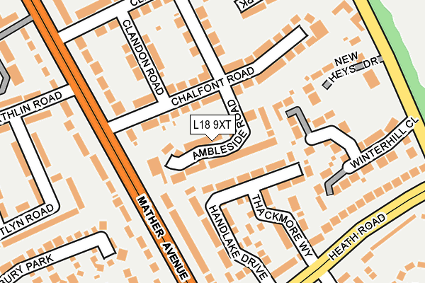 L18 9XT map - OS OpenMap – Local (Ordnance Survey)