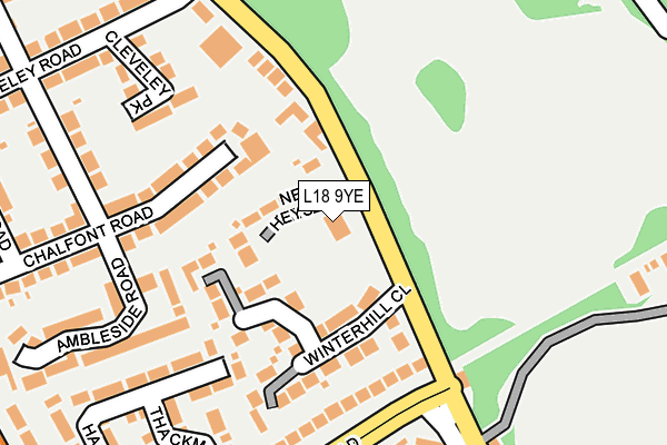 L18 9YE map - OS OpenMap – Local (Ordnance Survey)