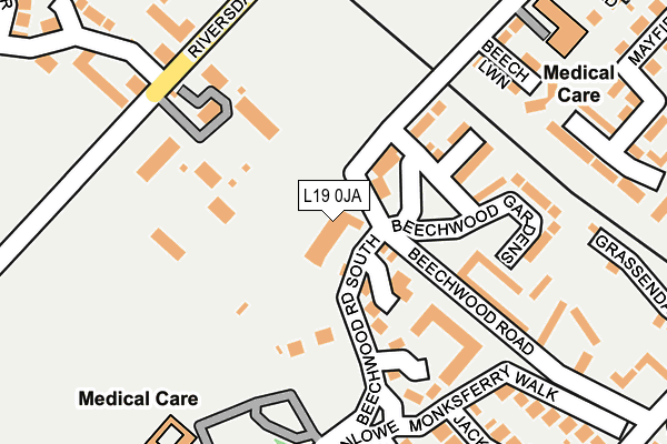 L19 0JA map - OS OpenMap – Local (Ordnance Survey)