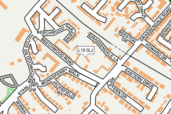 L19 0LJ map - OS OpenMap – Local (Ordnance Survey)