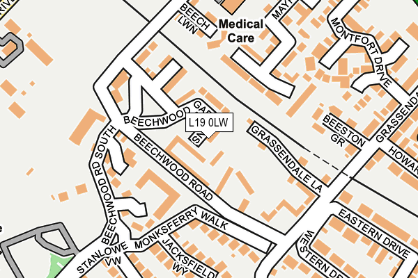 L19 0LW map - OS OpenMap – Local (Ordnance Survey)