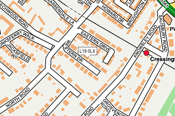 L19 0LX map - OS OpenMap – Local (Ordnance Survey)