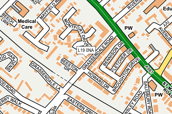 L19 0NA map - OS OpenMap – Local (Ordnance Survey)