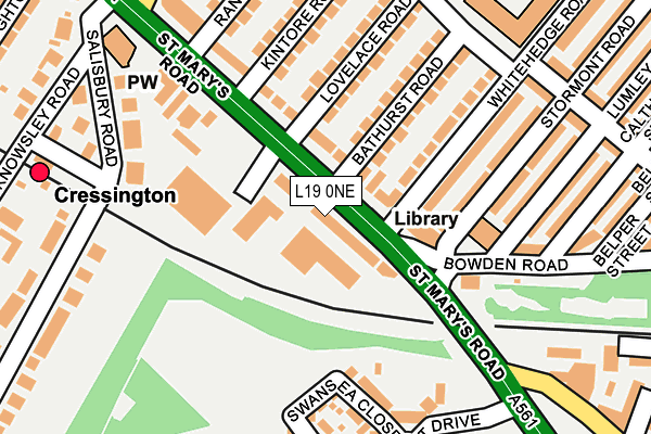 L19 0NE map - OS OpenMap – Local (Ordnance Survey)