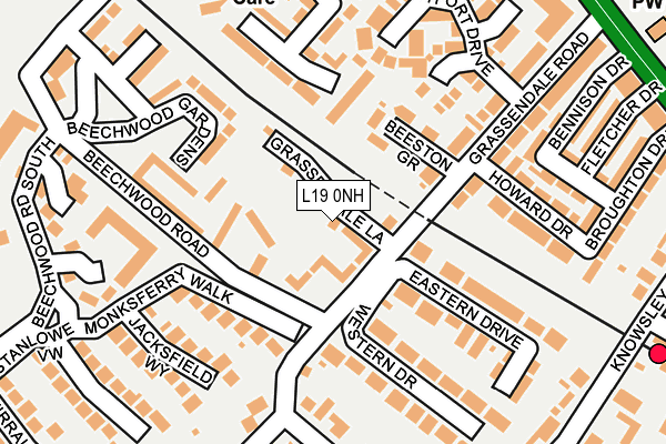 L19 0NH map - OS OpenMap – Local (Ordnance Survey)