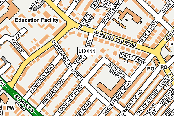 L19 0NN map - OS OpenMap – Local (Ordnance Survey)