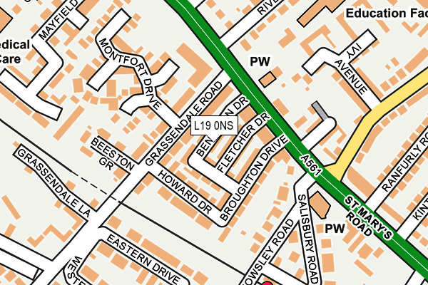 L19 0NS map - OS OpenMap – Local (Ordnance Survey)