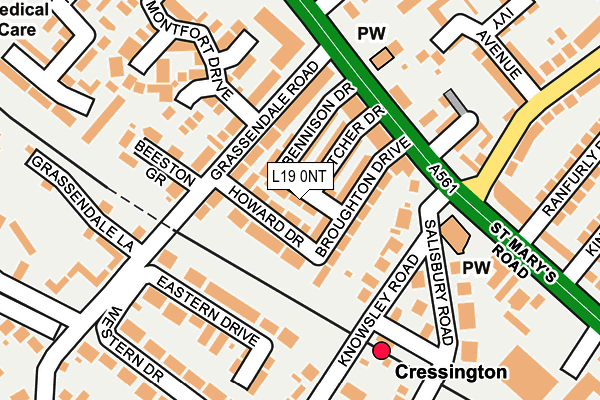 L19 0NT map - OS OpenMap – Local (Ordnance Survey)