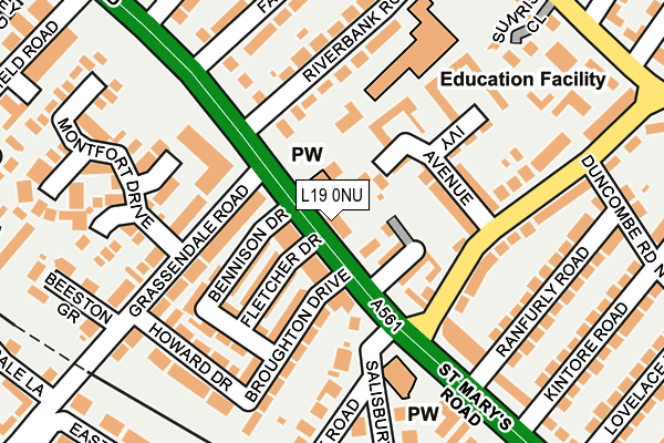 L19 0NU map - OS OpenMap – Local (Ordnance Survey)