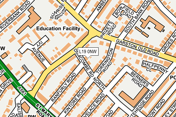 L19 0NW map - OS OpenMap – Local (Ordnance Survey)