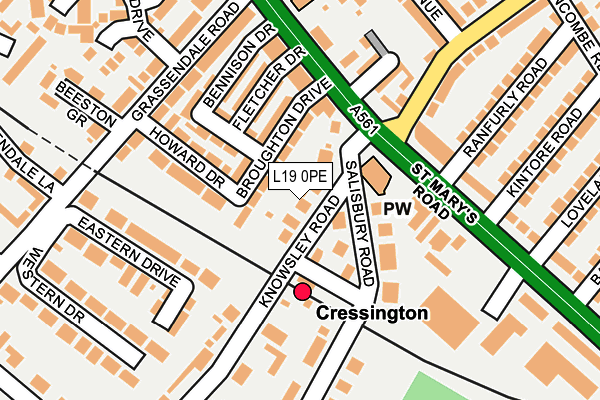 L19 0PE map - OS OpenMap – Local (Ordnance Survey)