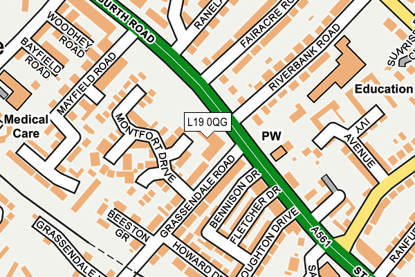 L19 0QG map - OS OpenMap – Local (Ordnance Survey)