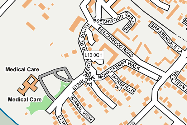 L19 0QH map - OS OpenMap – Local (Ordnance Survey)