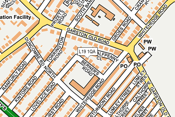 L19 1QA map - OS OpenMap – Local (Ordnance Survey)