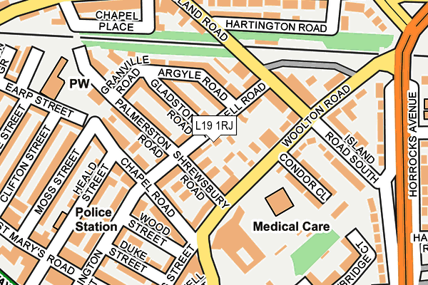 L19 1RJ map - OS OpenMap – Local (Ordnance Survey)