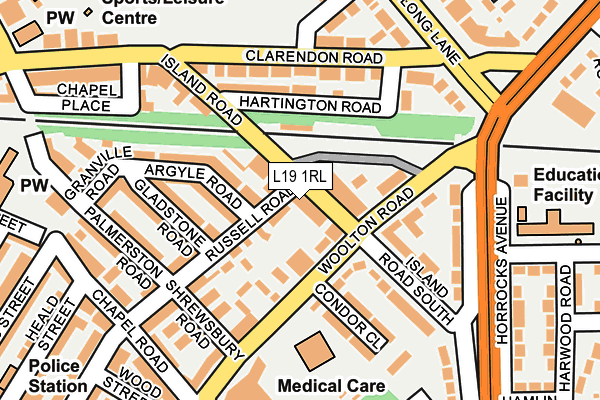 L19 1RL map - OS OpenMap – Local (Ordnance Survey)