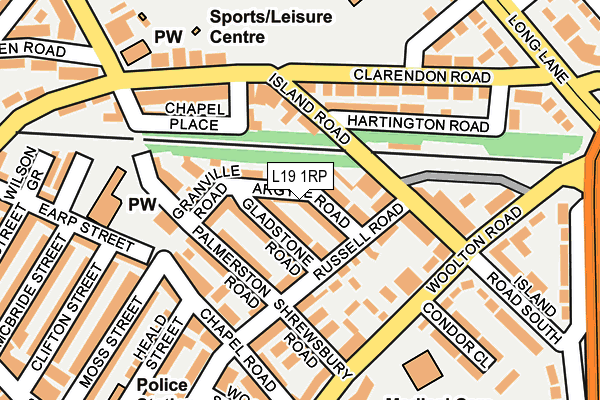 L19 1RP map - OS OpenMap – Local (Ordnance Survey)