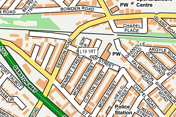 L19 1RT map - OS OpenMap – Local (Ordnance Survey)