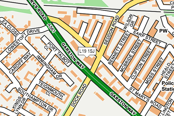 L19 1SJ map - OS OpenMap – Local (Ordnance Survey)