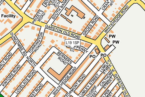 L19 1SP map - OS OpenMap – Local (Ordnance Survey)