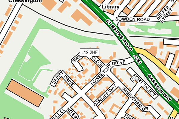 L19 2HF map - OS OpenMap – Local (Ordnance Survey)