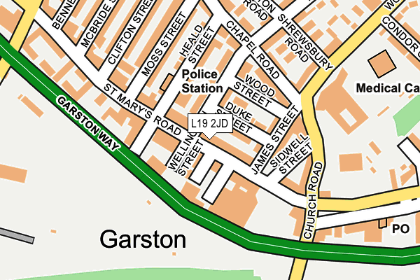 L19 2JD map - OS OpenMap – Local (Ordnance Survey)