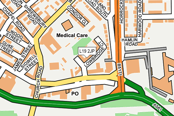 L19 2JP map - OS OpenMap – Local (Ordnance Survey)