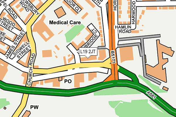 L19 2JT map - OS OpenMap – Local (Ordnance Survey)