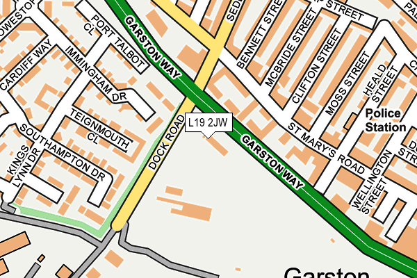 L19 2JW map - OS OpenMap – Local (Ordnance Survey)