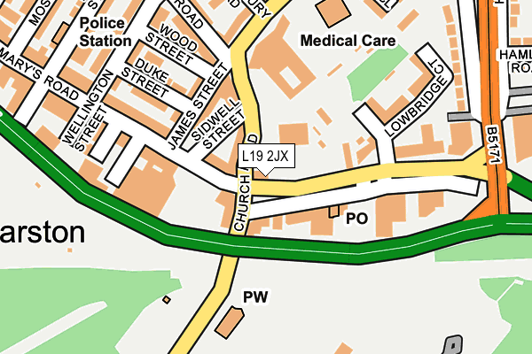 L19 2JX map - OS OpenMap – Local (Ordnance Survey)