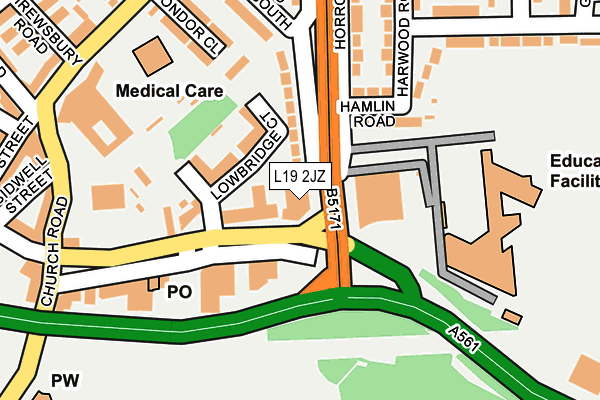 L19 2JZ map - OS OpenMap – Local (Ordnance Survey)