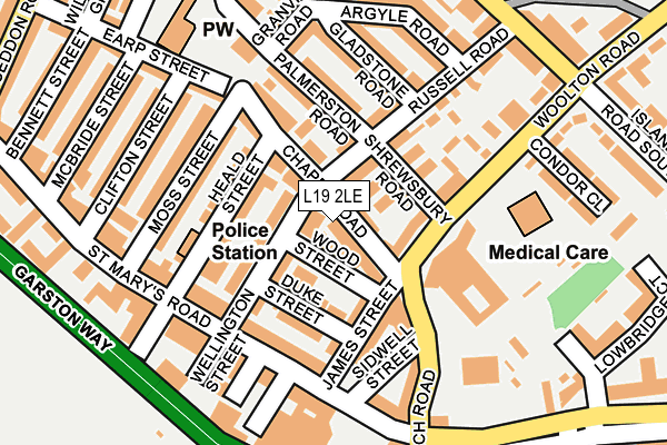 L19 2LE map - OS OpenMap – Local (Ordnance Survey)