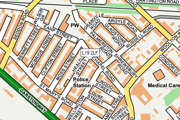 L19 2LF map - OS OpenMap – Local (Ordnance Survey)