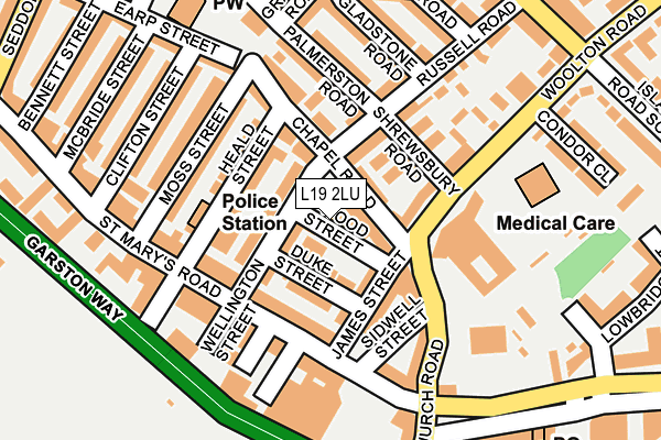 L19 2LU map - OS OpenMap – Local (Ordnance Survey)