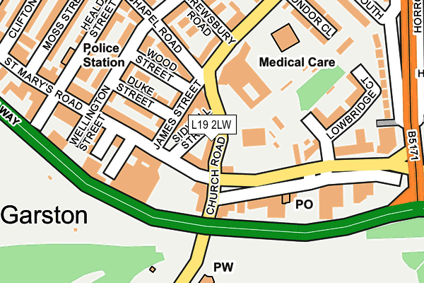 L19 2LW map - OS OpenMap – Local (Ordnance Survey)