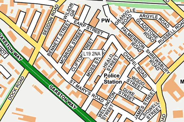 L19 2NA map - OS OpenMap – Local (Ordnance Survey)